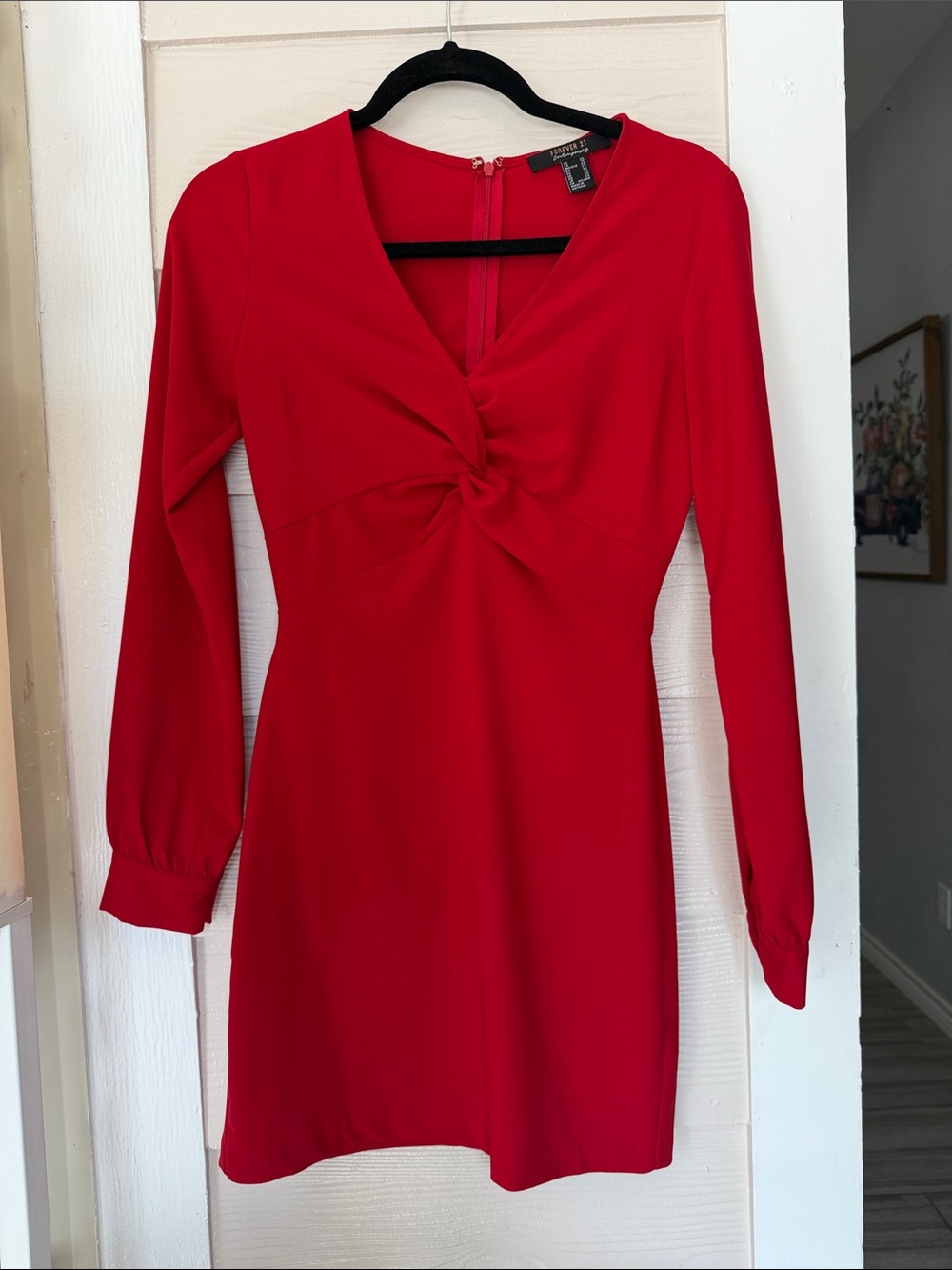 Forever 21 Red Long-Sleeve Twist-Front Mini Dress